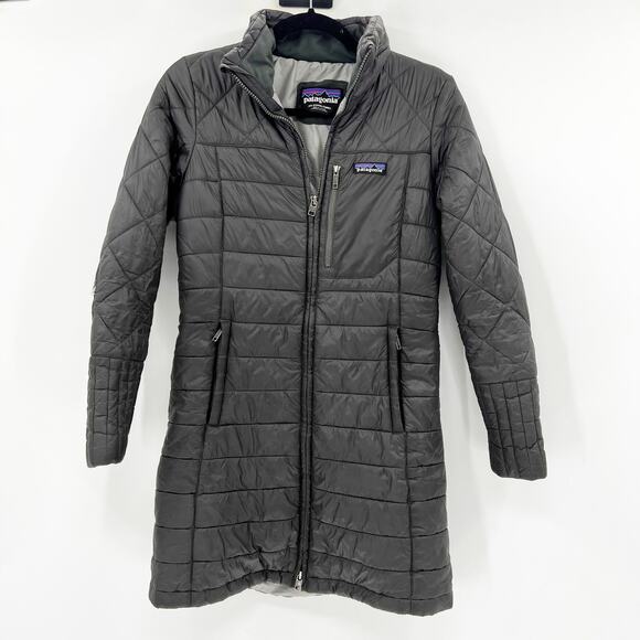 Patagonia Black Down Puffer Trench Jacket XS - Picture 1 of 4